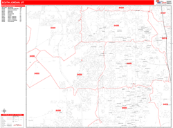 South Jordan Wall Map Zip Code Red Line Style 2024